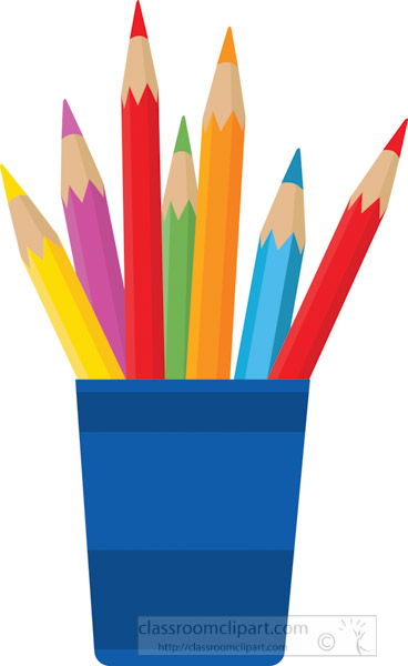 Art Supplies Clipart - colorful-drawing-pencils-in-a-holder-vector ...