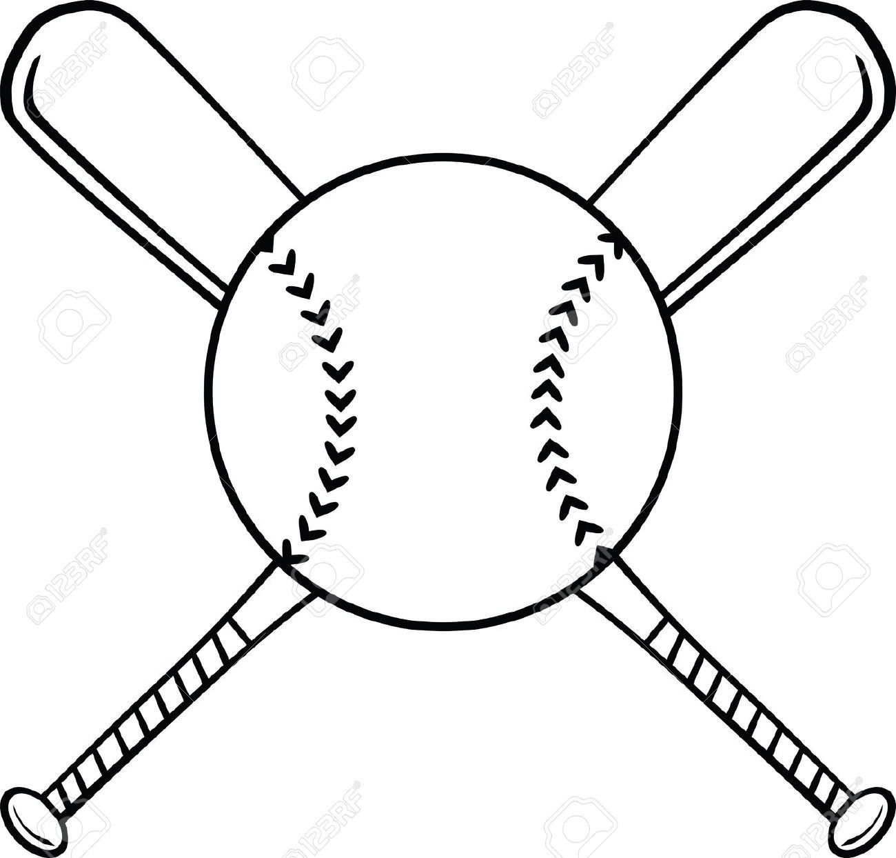 Softball ball and bat clipart.