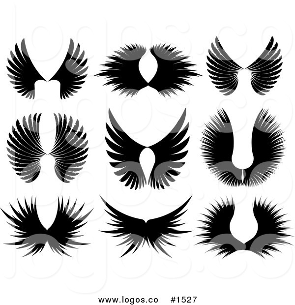 Royalty Free Vector Black Majestic Wing Silhouettes Logos by KJ.