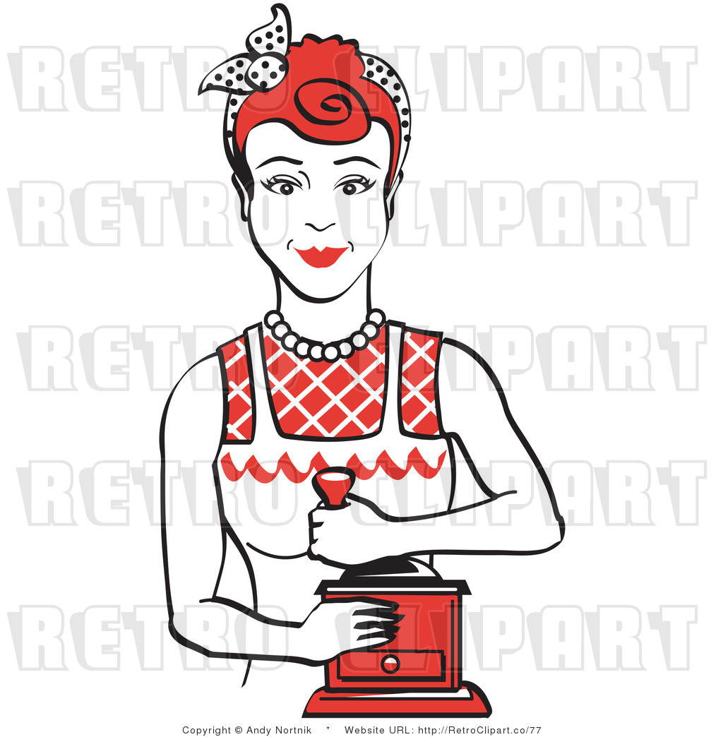 Royalty Free Vector Retro Clip Art of a 1950\'s Housewife or.