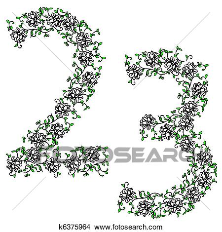 Clipart of Hand drawing ornamental alphabet. Letter 23 k6375964.