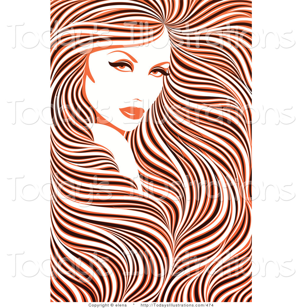 Clipart of a Stunning Woman with Long Hair with a Color Weave.