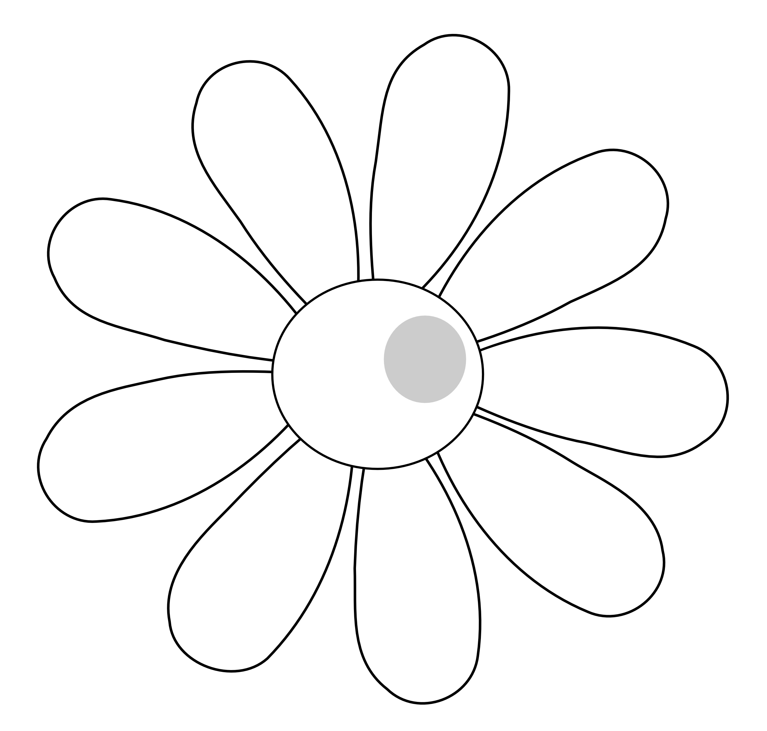 Daisy Flower 7 Black White Line Art Scalable Vector Graphics.