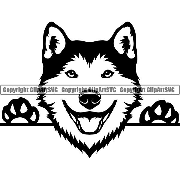 Siberian Husky Peeking Dog Breed ClipArt SVG.