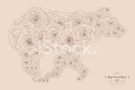 Vector illustration with abstract bear Clipart Image.