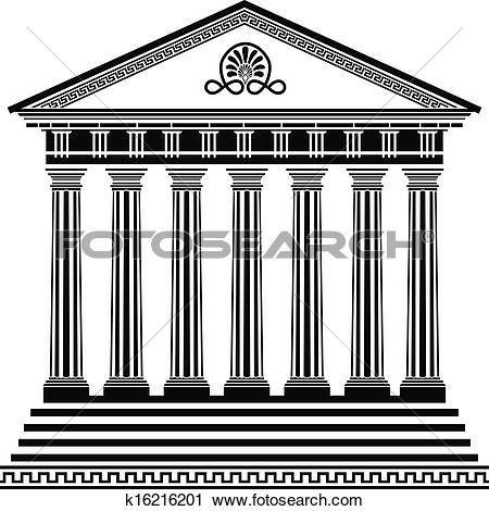 Clip Art of Greek temple stencil k16216198.