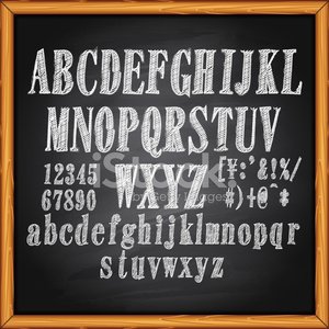 Alphabet lettering on chalkboard Clipart Image.