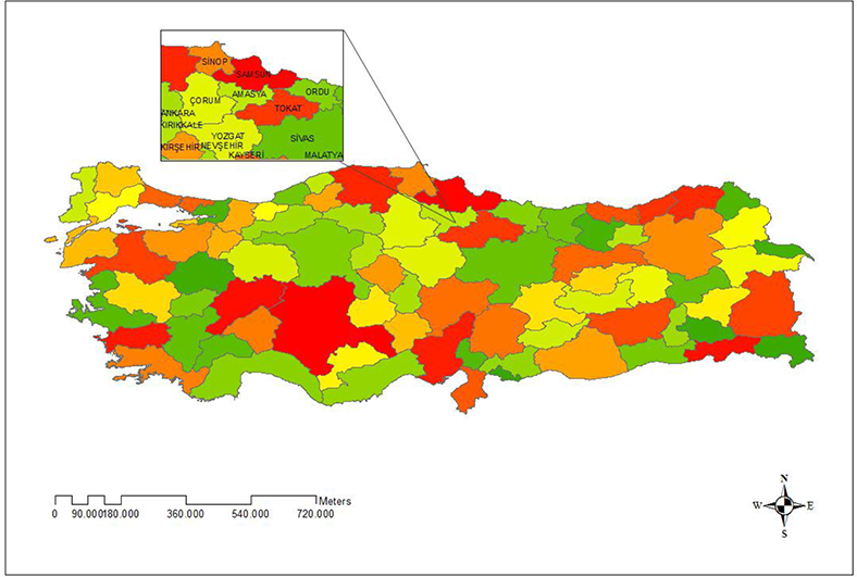 Relationship between Population and Agricultural Land in Amasya.