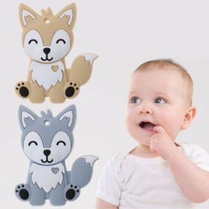 Details about Baby Teether Food Grade Silicone DIY Necklace Fox Animal  Teething Teeth Nursing.