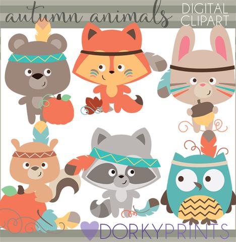 Tribal Animals Thanksgiving Clipart.