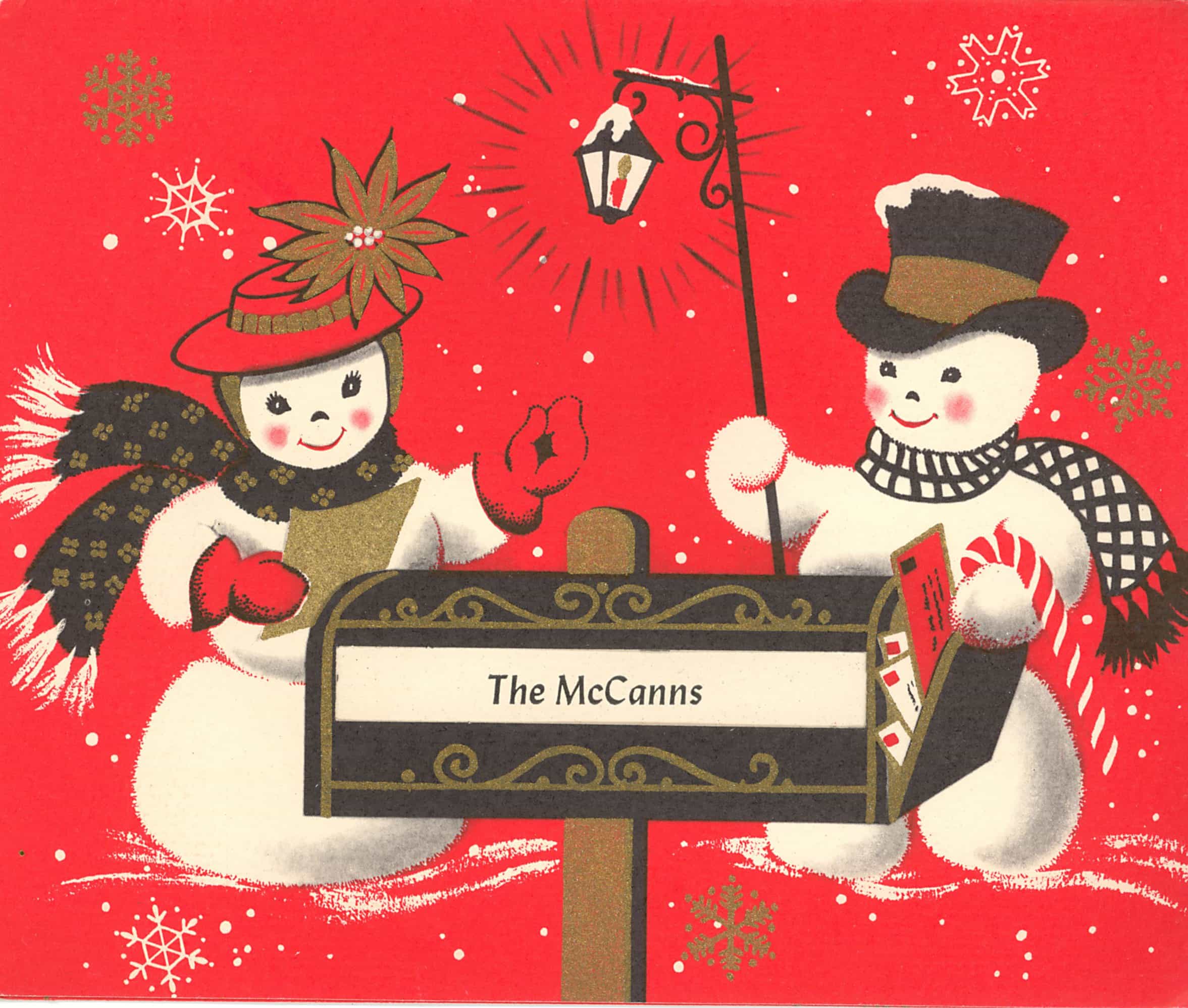 Vintage Christmas Snowman Clipart.