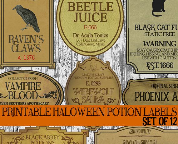 DIY Halloween Potion Label Printables, Apothecary Labels.