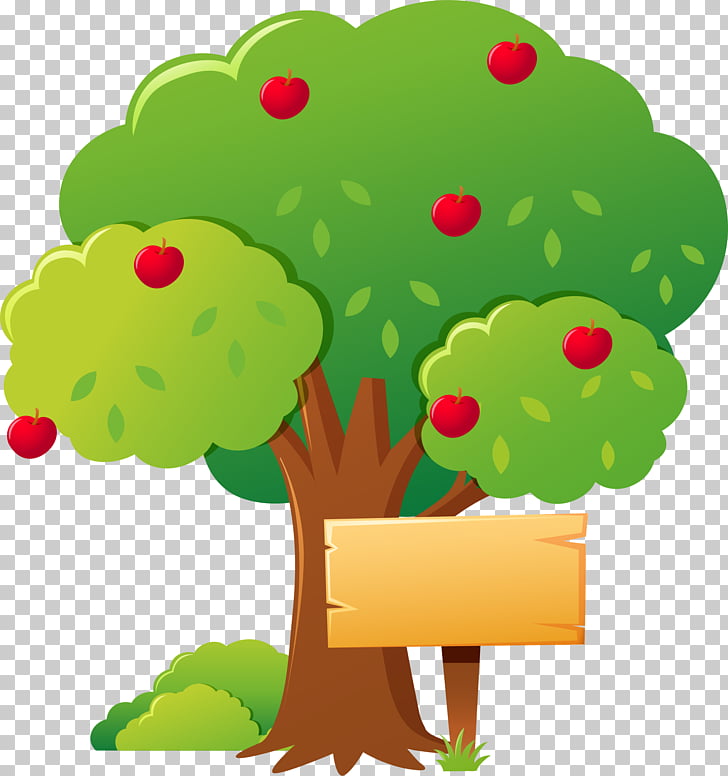 Apple Tree Illustration, Cartoon apple tree, apple tree.