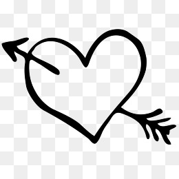 Heart With Arrow Clipart Black And White.