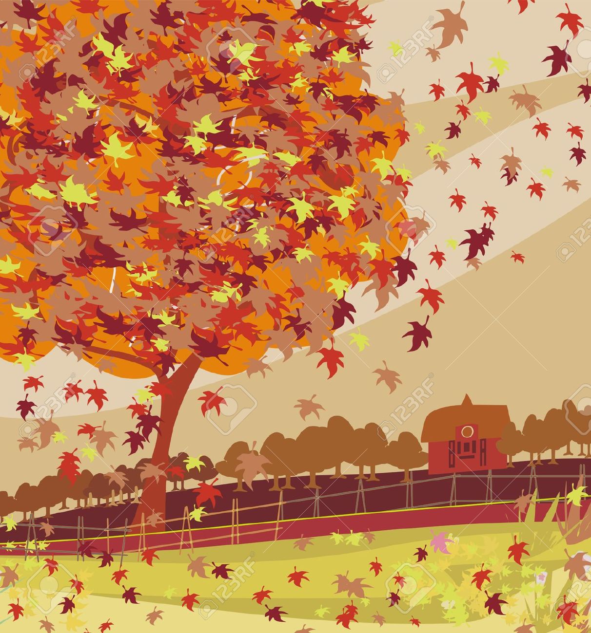 Fall scenery clipart.