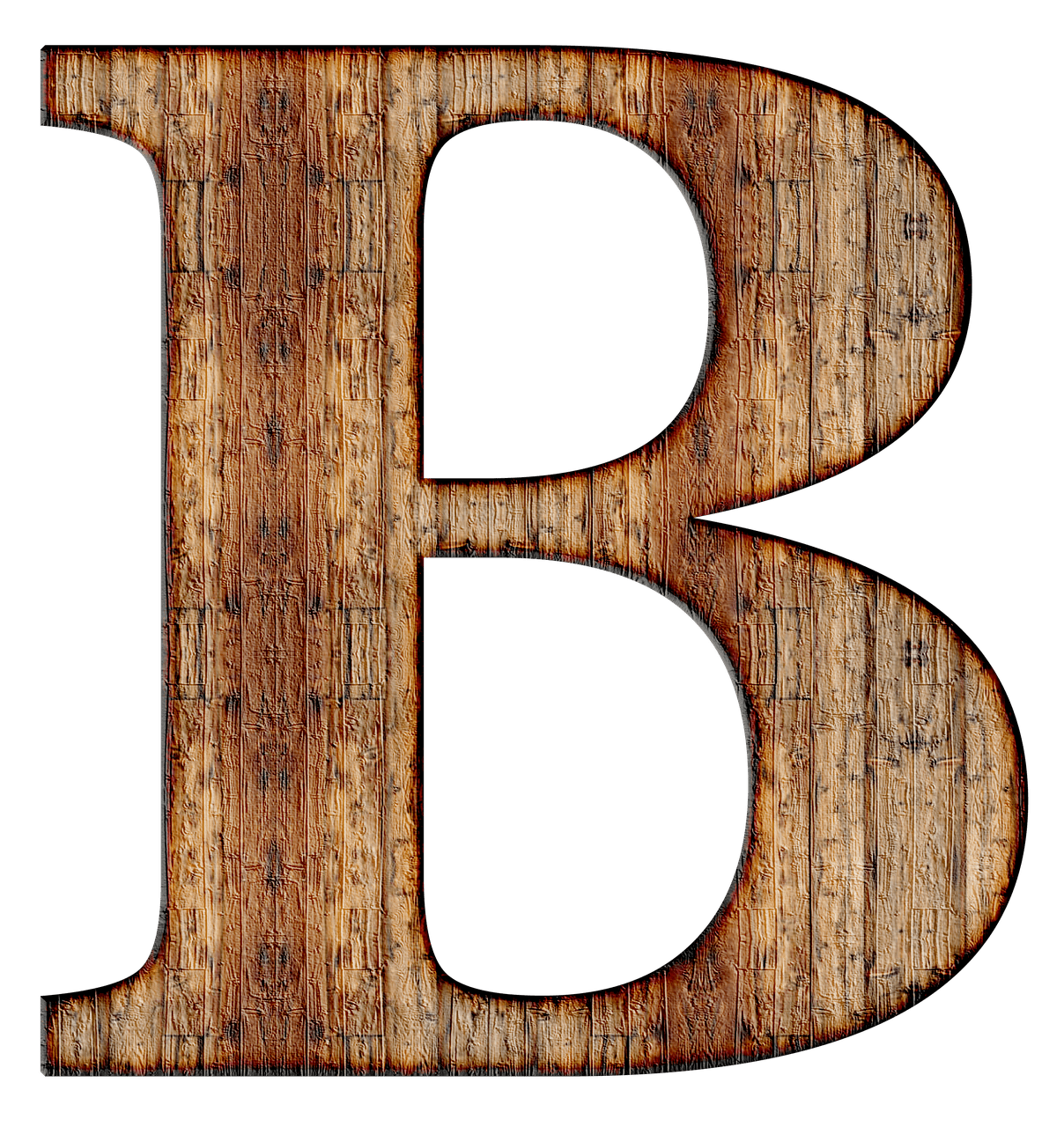 Wooden Capital Letter B transparent PNG.