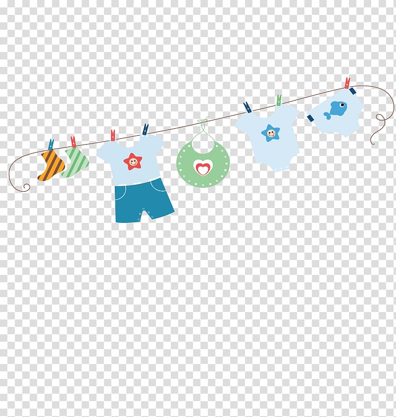 Assorted clothes hanging illustration, Diaper Clothes line.