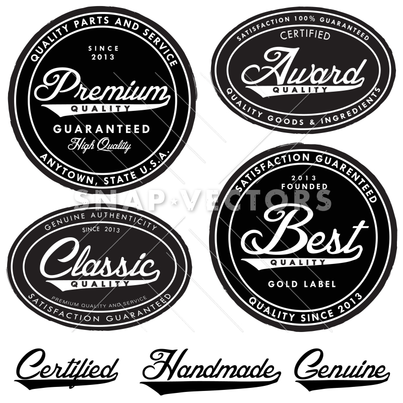 Vector Clipart Illustrated Retro Badge and Label Set.