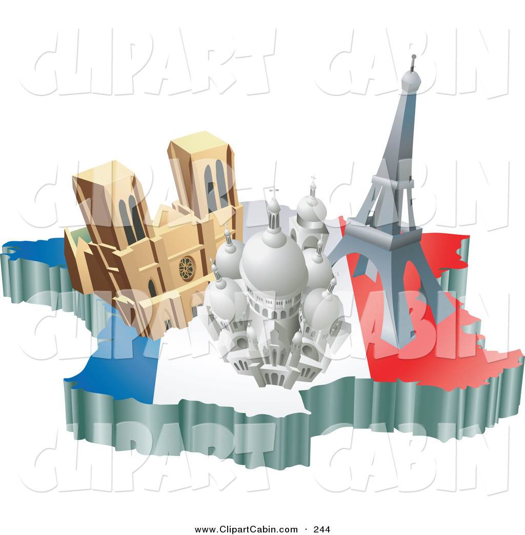 Vector Clip Art of Three French Tourist Attractions; the Basilica.