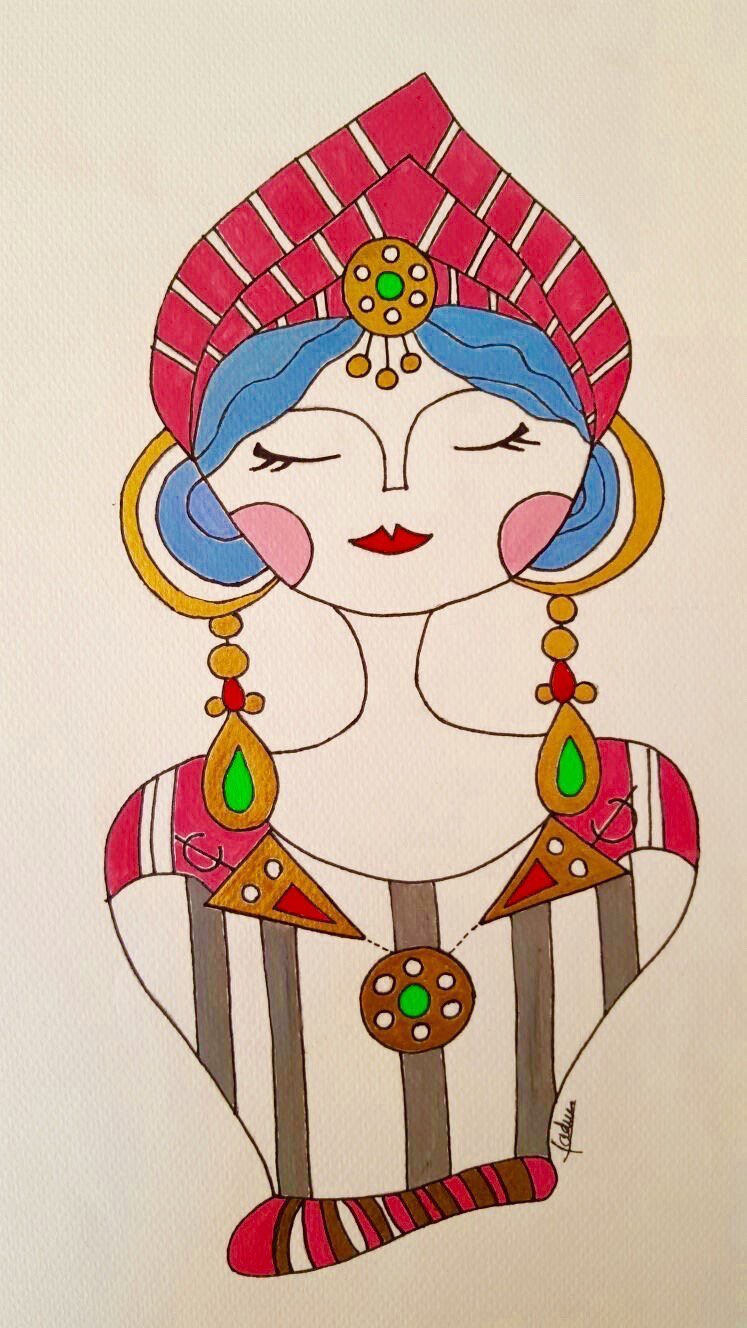 Pretty Berber Princess Acrylic Painting. This is a hand painted.