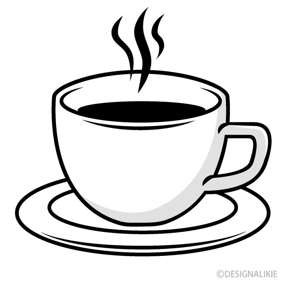 Free Coffee Cup Black and White Clipart Image｜Illustoon.