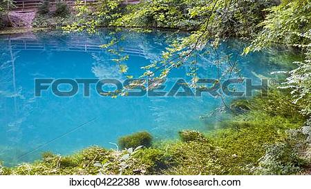 Pictures of Karst spring Blautopf in Blaubeuren, Swabian Jura.