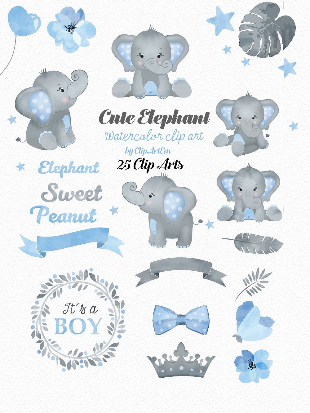 Boy Blue Gray Elephant Clipart #collection#Elephant#include.