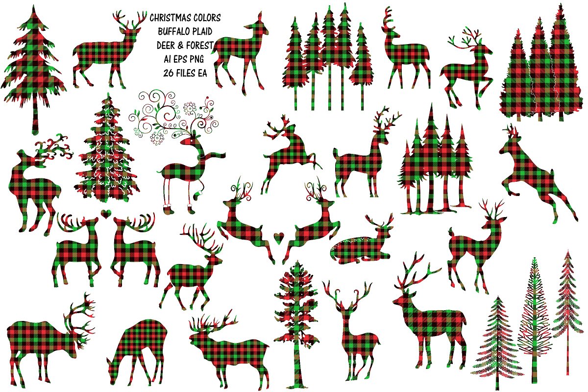 Christmas Buffalo Plaid Deer/Forest.