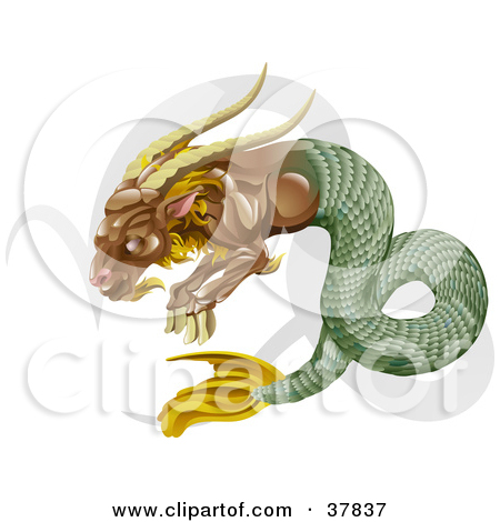 Clipart Illustration of Capricorn The Sea Goat With The Zodiac.