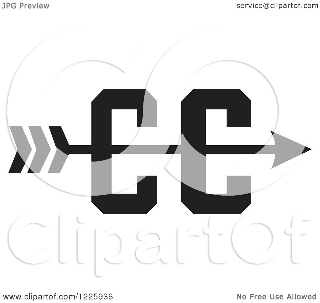 Clipart of a CC Cross Country Running Arrow Design in Black and.