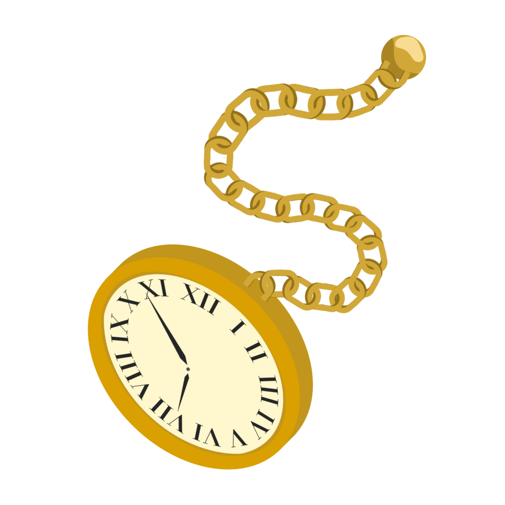 Pocket watch with chain clipart.