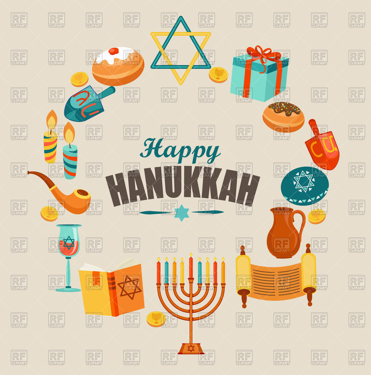 Happy Hanukkah card template or banner.