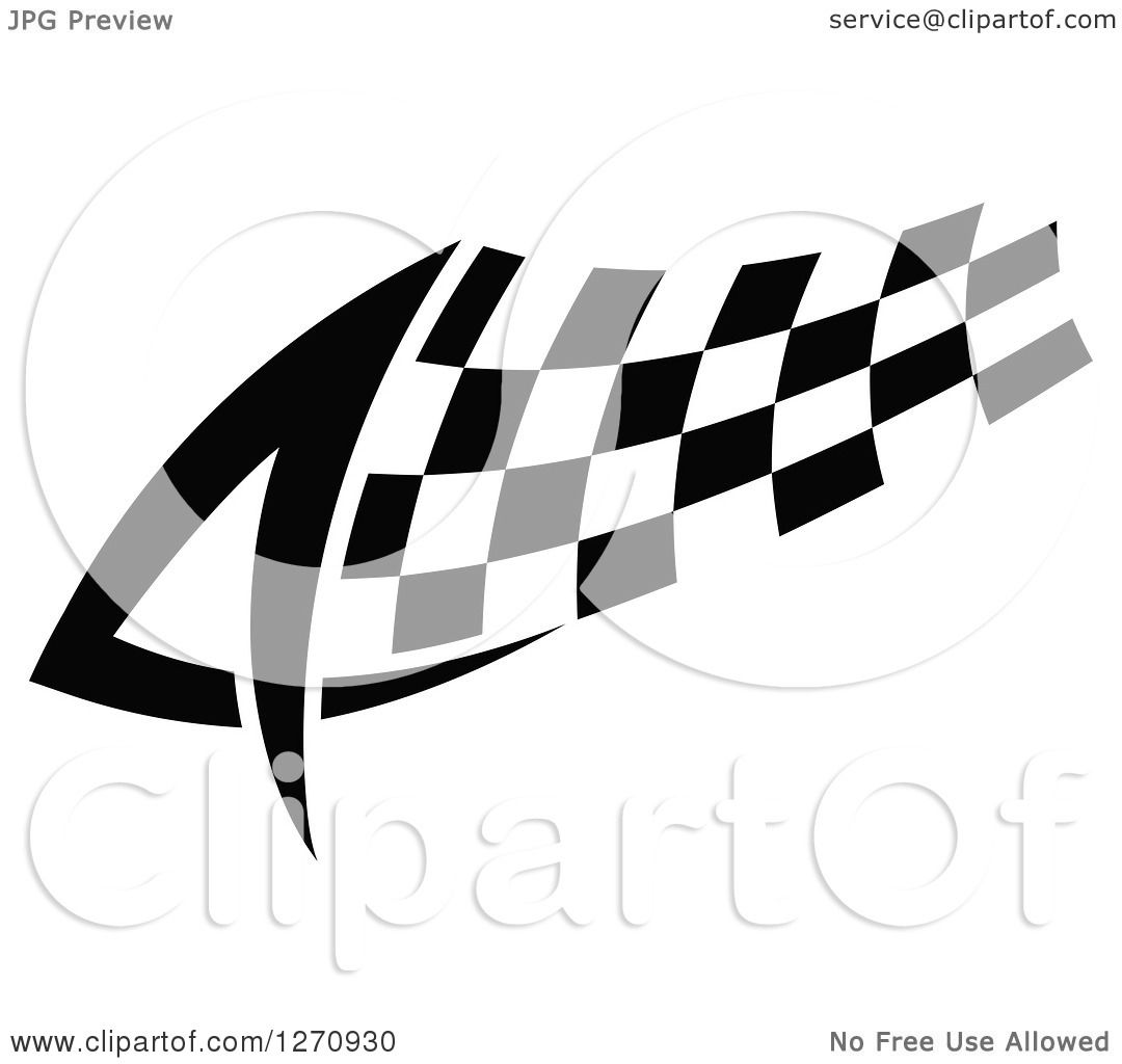 Clipart of a Black and White Tribal Checkered Racing Flag 2.