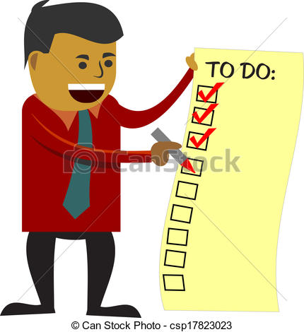 Vector Illustration of to do list checking by 3d man over.