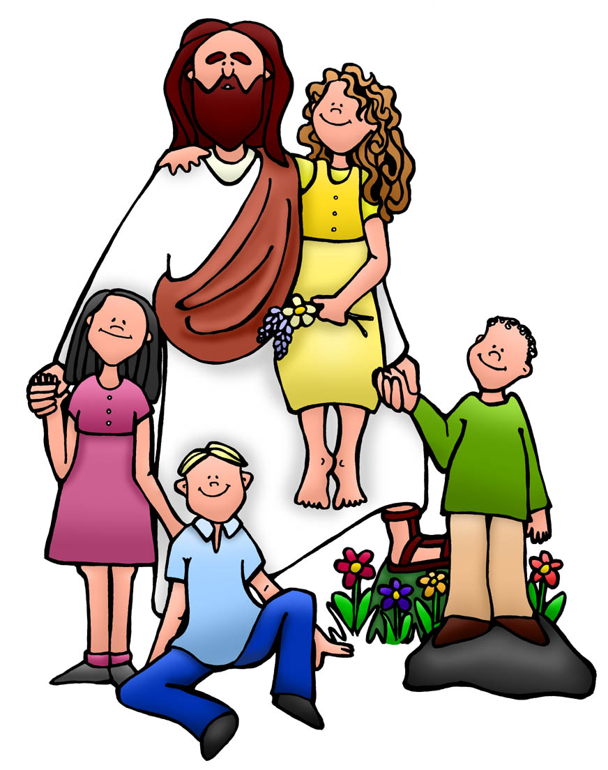 Christ with children clip art.