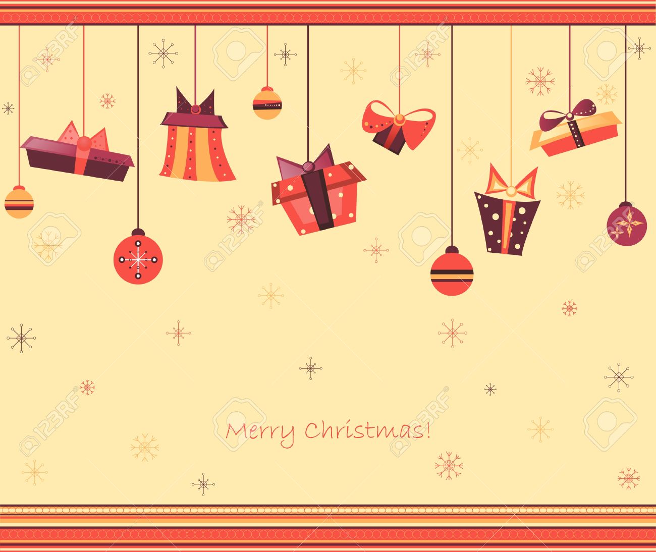 Clip Art Vintage Illustration For Christmas Greeting Card With.