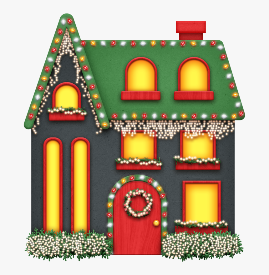 Free Christmas House With Lights, HD Png Download.