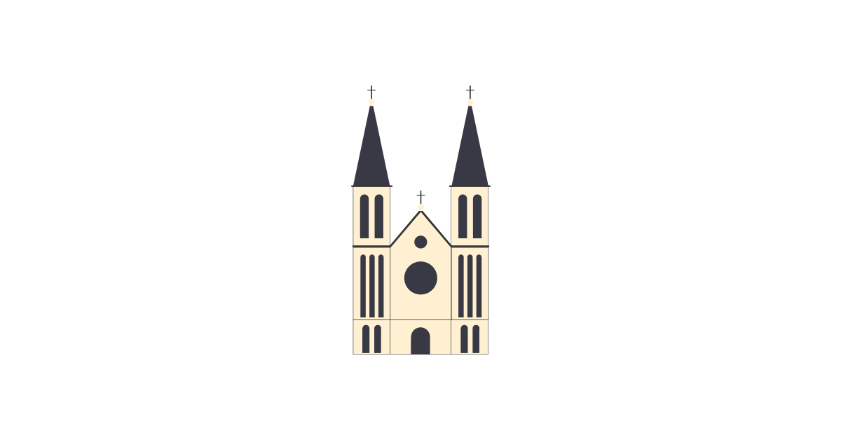 TwoTowers Catholic Church Vector and PNG.