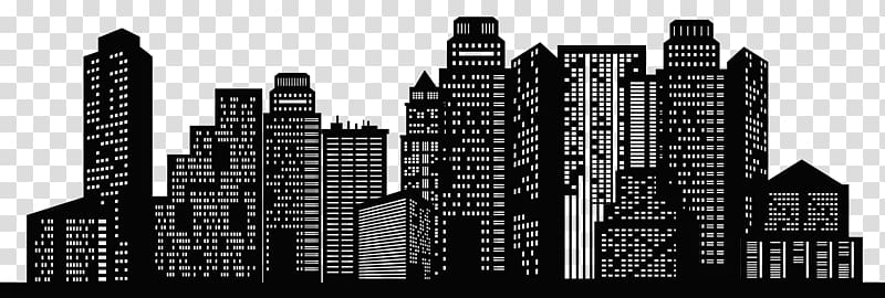 Black cityscape art, New York City Chicago Skyline.