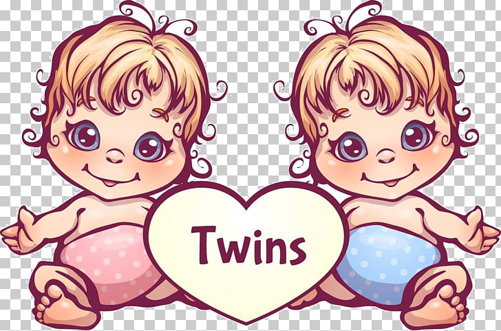 Twin Cartoon Stock photography, Cartoon twins material, baby twins.