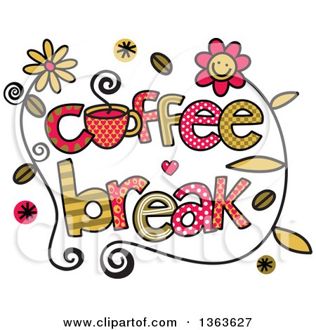 Clipart of Colorful Sketched Coffee Break Word Art.