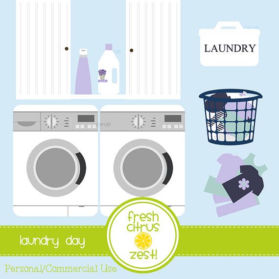 Laundry clip art washing machine dryer by FreshCitrusZest on Etsy.