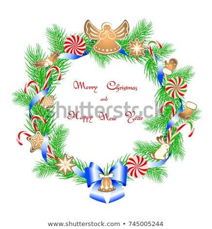 Wreath Christmas New Year Stock Vector (Royalty Free) 745005244.