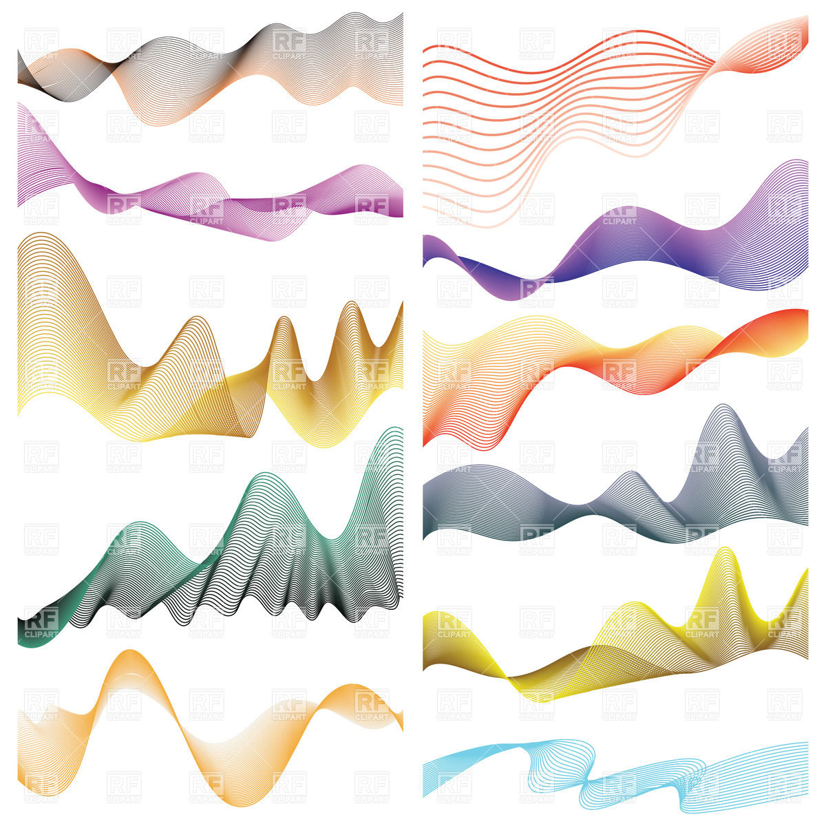 Abstract linear wavy design elements Stock Vector Image.