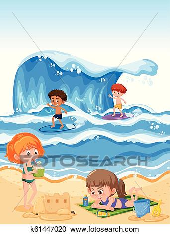 Summer holiday at the beach Clipart.