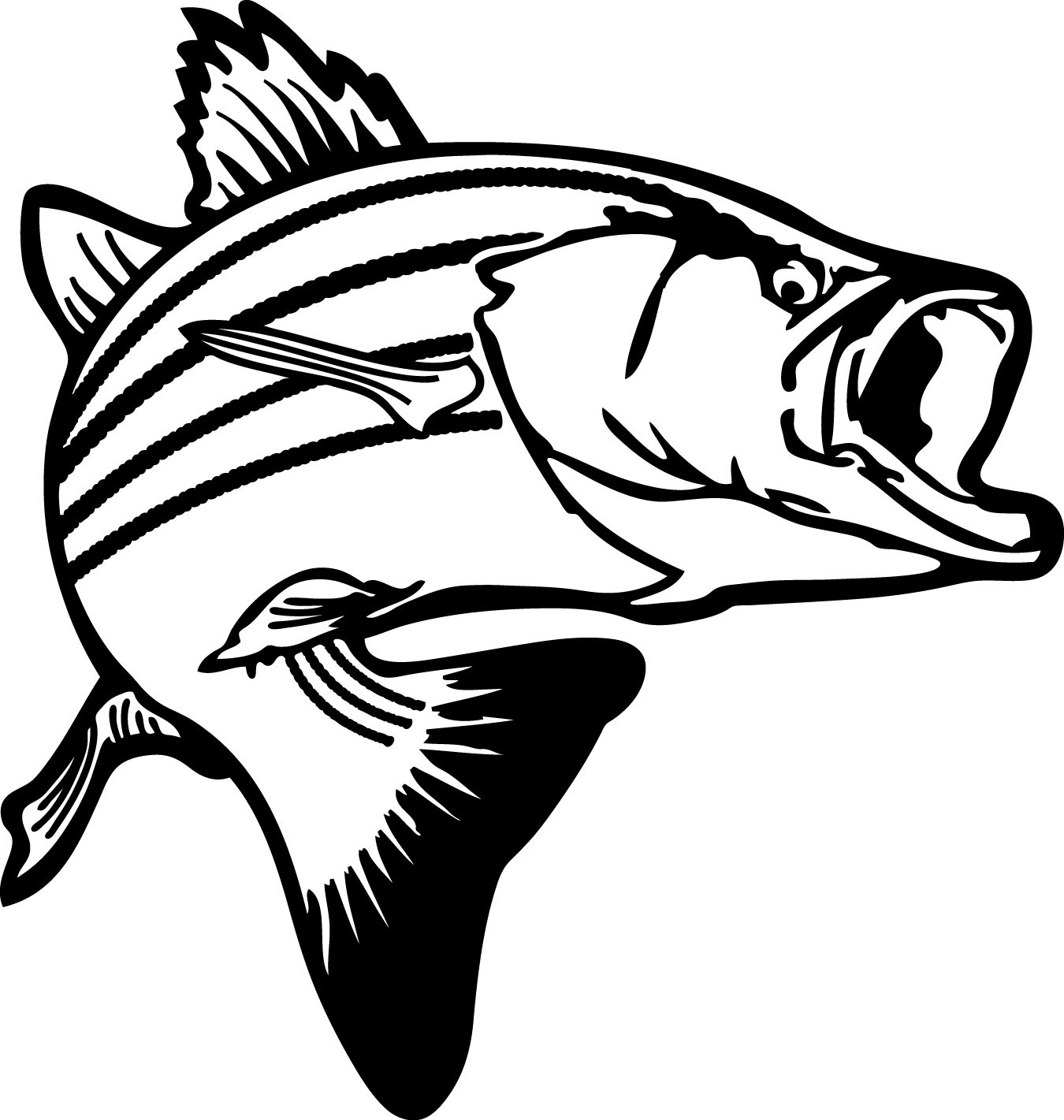 Jumping Bass Fish Clip Art.