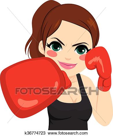 Woman Boxing Gloves Clipart.