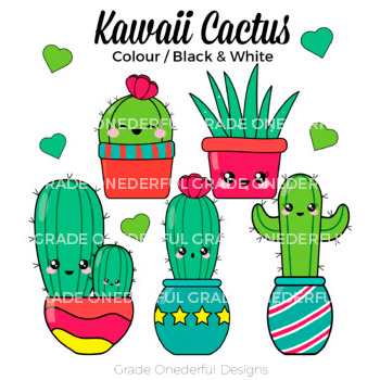 Kawaii Cactus Clipart CU Okay by Grade Onederful.