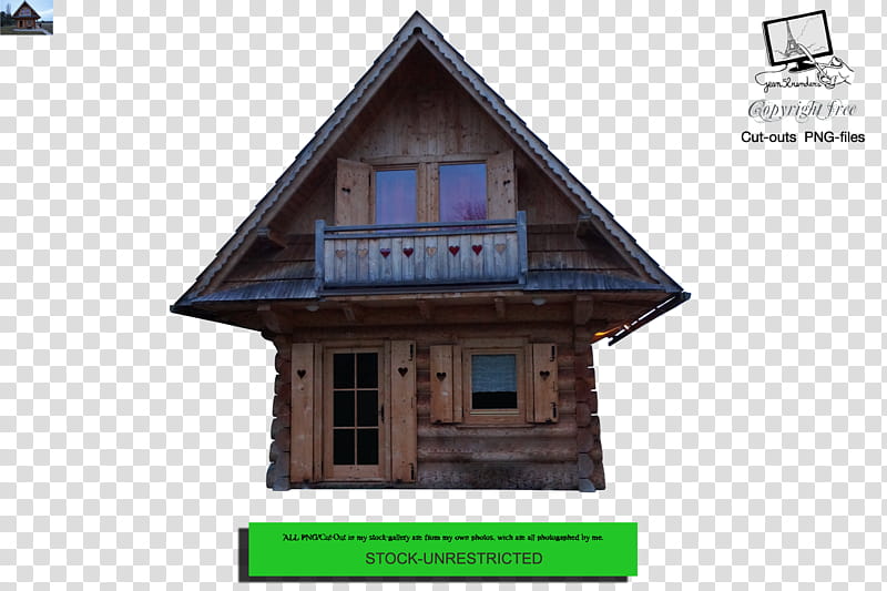 Chalet , brown wooden house transparent background PNG.