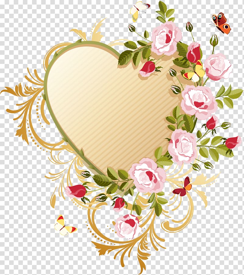 Rose Heart Flower, coeur transparent background PNG clipart.